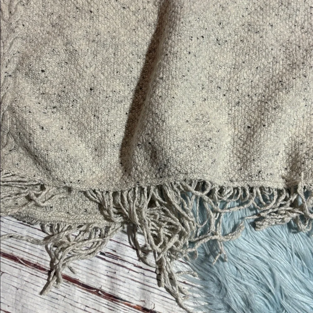 LAUREN Ralph Lauren Wool Blend Cream Knit Poncho Sweater